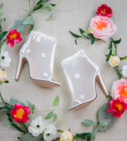 Bridal Shoes Lace Heel - Grace Ivory - Kate Whitcomb Shoes