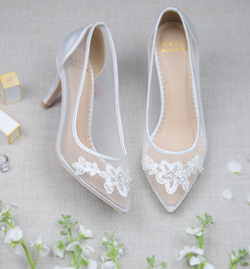 Bridal Shoes Lace Heel - Sofia Ivory - Kate Whitcomb Shoes