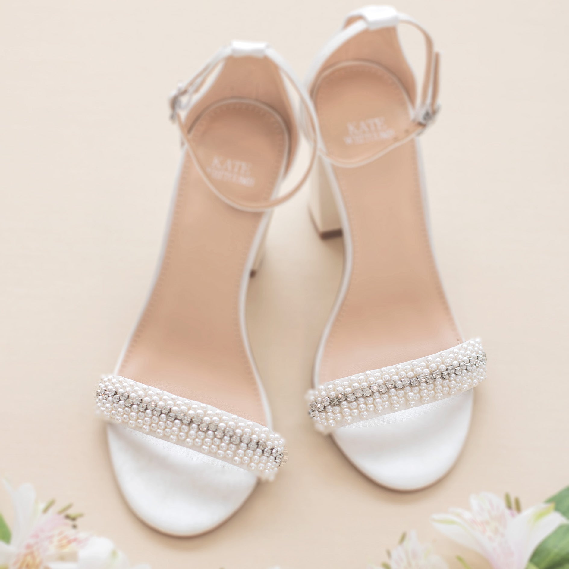Kate Whitcomb Pearl Wedding shoes | Lena Ivory | Comfortable Block