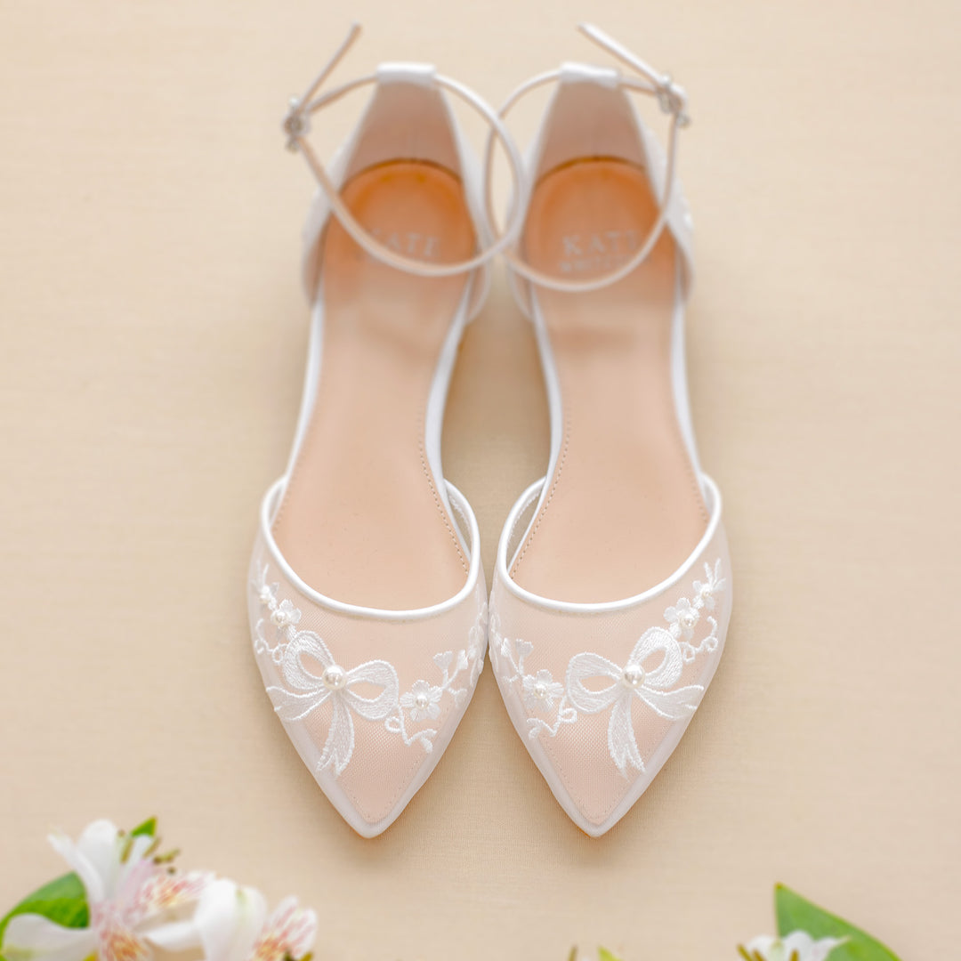 Kate Whitcomb Wedding Flats Remi Ivory Ivory Satin Wedding