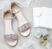 Wedding Shoes - Aerin Champagne with Pearl and Rhinestone - Kate Whitcomb Shoes