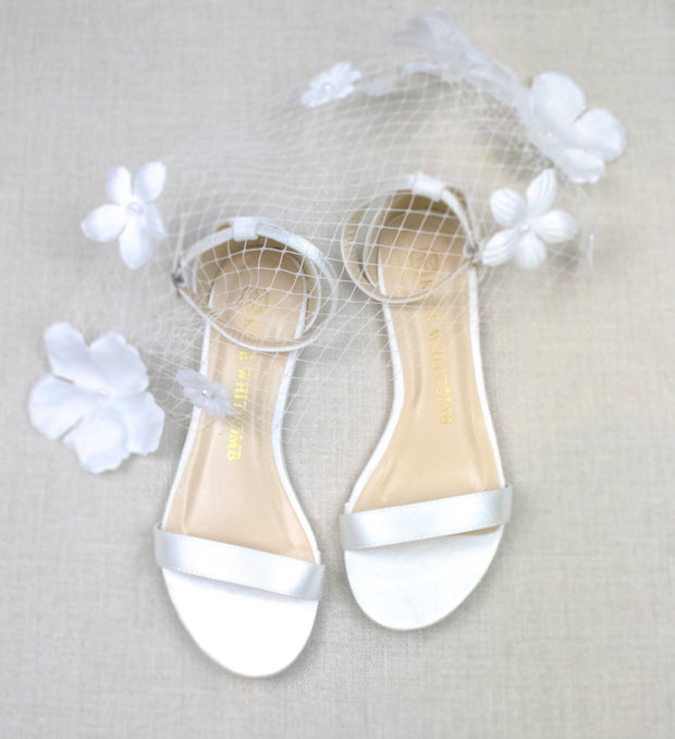 Wedding Shoes Satin Flat - Flora Ivory - Kate Whitcomb Shoes