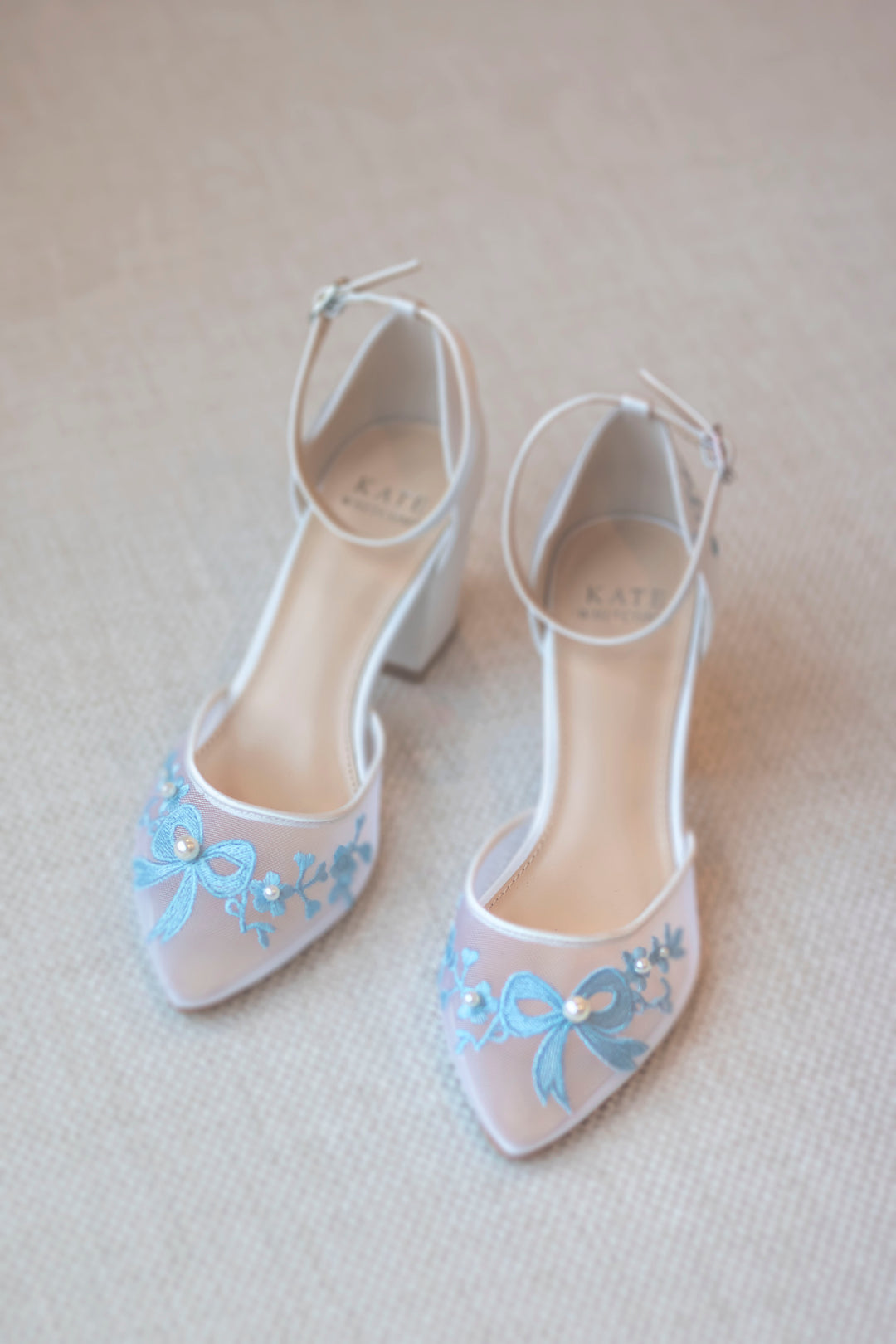 Kate Whitcomb Wedding Block Heels Halo Blue| Comfortable Block