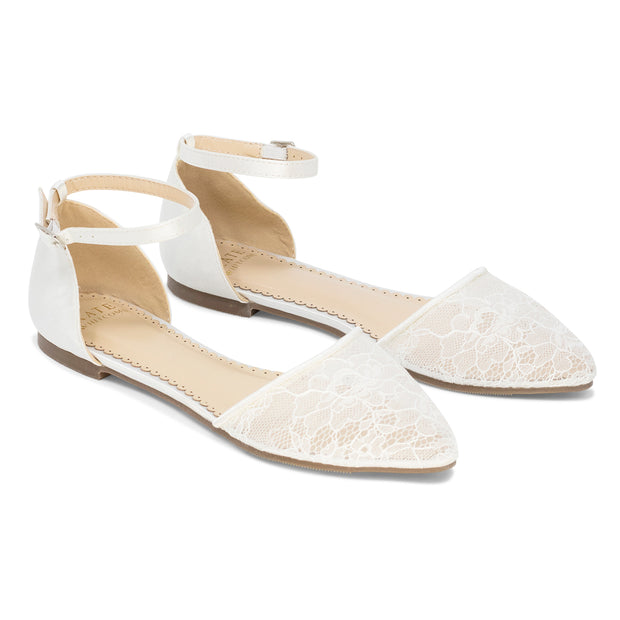 Wedding Shoes lace ballet flat - Emma Ivory - Kate Whitcomb Shoes