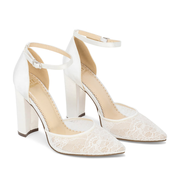 Wedding Shoes Lace High Heel - Hailey Ivory - Kate Whitcomb Shoes