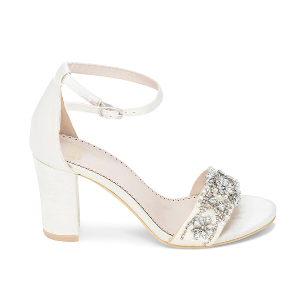 Wedding Shoes Block Heel - Lucy Ivory - Kate Whitcomb Shoes