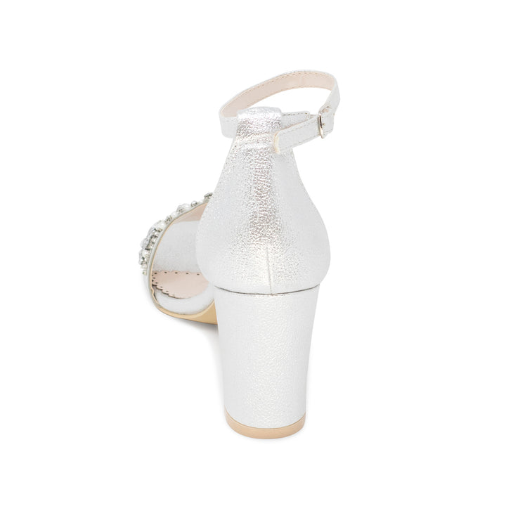 Bridal Shoes Block Heel - Lucy Silver - Kate Whitcomb Shoes