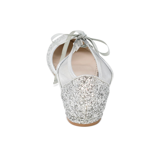 Olivia Silver -Wedding Shoes Glitter Ballet Flat - Kate Whitcomb Shoes