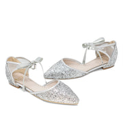 Olivia Silver -Wedding Shoes Glitter Ballet Flat - Kate Whitcomb Shoes