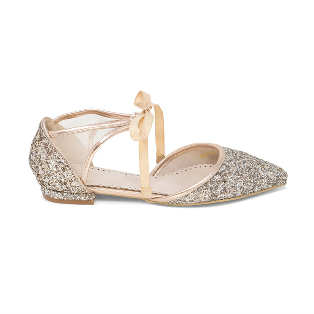 Olivia Rose Gold -Wedding Shoes Glitter Ballet Flat - Kate Whitcomb Shoes