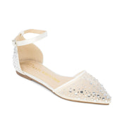 Wedding Shoes Rhinestone Ballet Flat - Elle Ivory - Kate Whitcomb Shoes