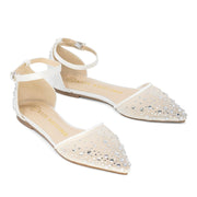 Wedding Shoes Rhinestone Ballet Flat - Elle Ivory - Kate Whitcomb Shoes