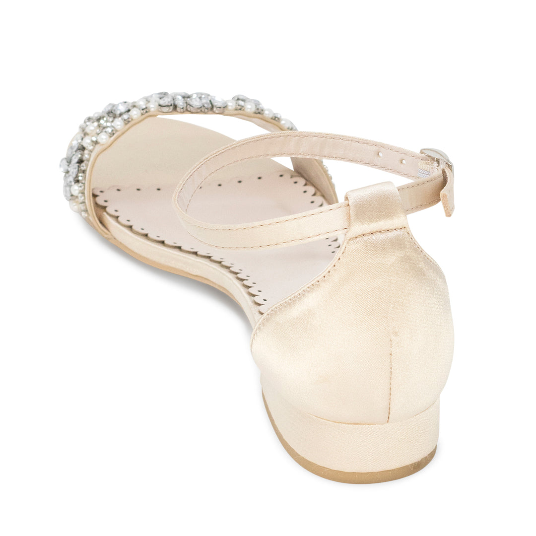 Wedding Shoes - Aerin Champagne with Pearl and Rhinestone - Kate Whitcomb Shoes