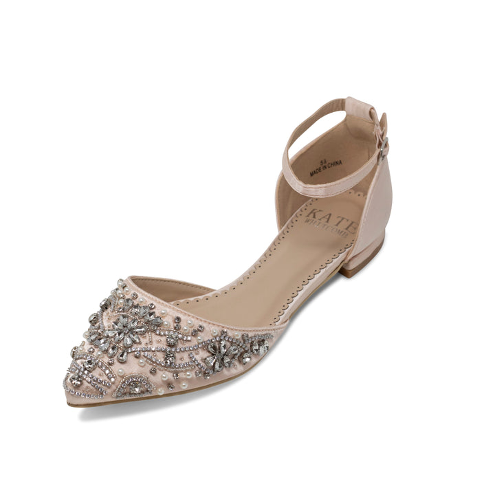 Madison Blush -Bridal Shoes Pearl and Rhinestone - Kate Whitcomb Shoes