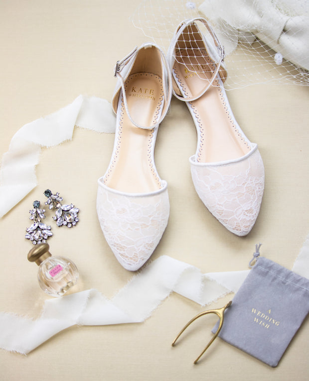 Wedding Shoes lace ballet flat - Emma Ivory - Kate Whitcomb Shoes