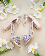 Bridal Shoes Block Heel - Lucy Champagne - Kate Whitcomb Shoes