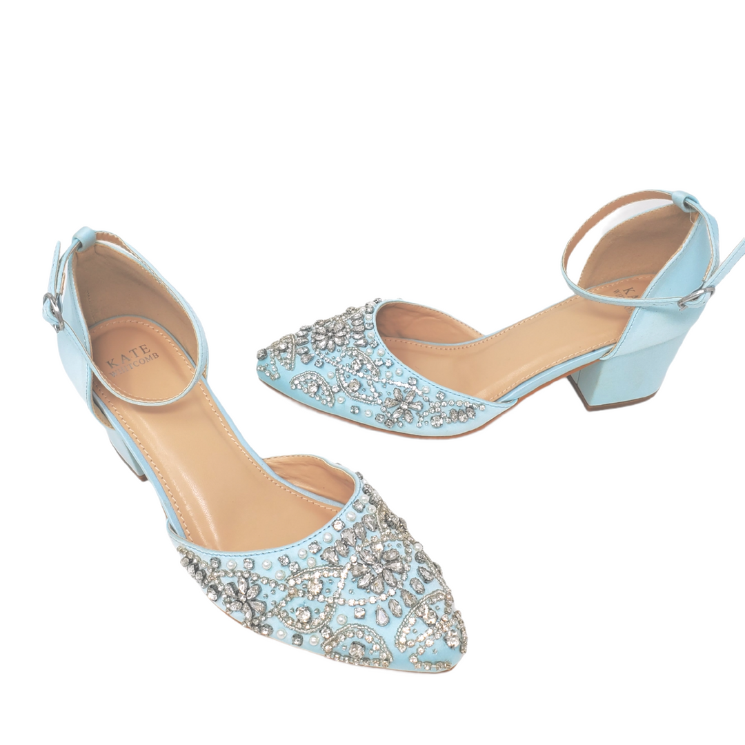 Kate Whitcomb Block Heels Mina Blue Comfortable Wedding/Bridal