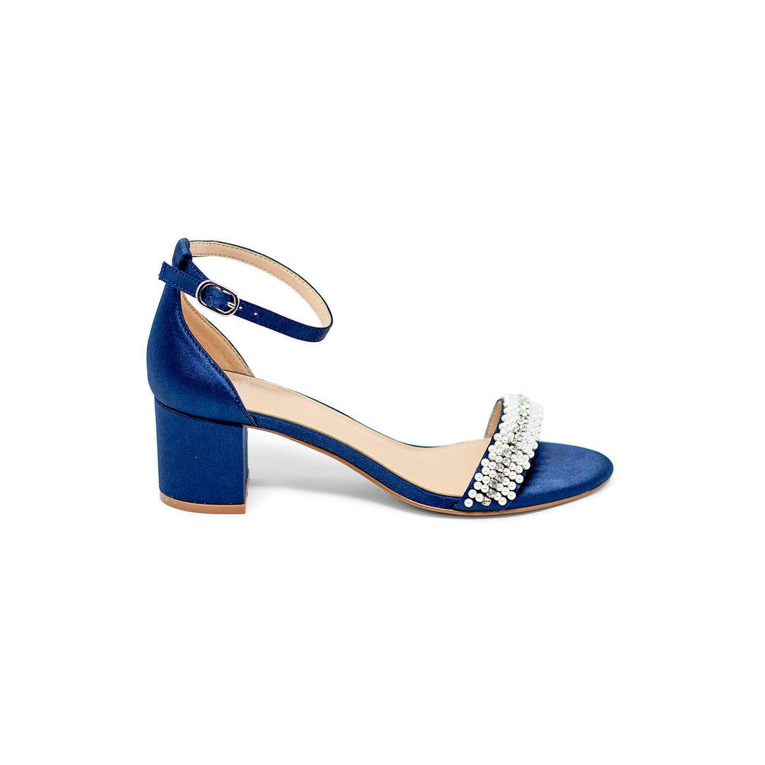 Kate Whitcomb Satin Block Heels Skyler Navy Comfortable