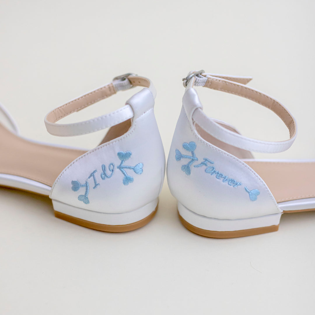 Kate Whitcomb Wedding Flats | Remi Blue | Ivory Satin Wedding Flats 6 Kate Whitcomb Wedding Flats | Remi Blue | Ivory Satin Wedding Flats 6