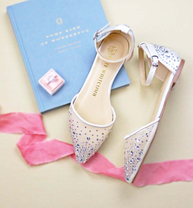 Wedding Shoes Rhinestone Ballet Flat - Elle Ivory - Kate Whitcomb Shoes