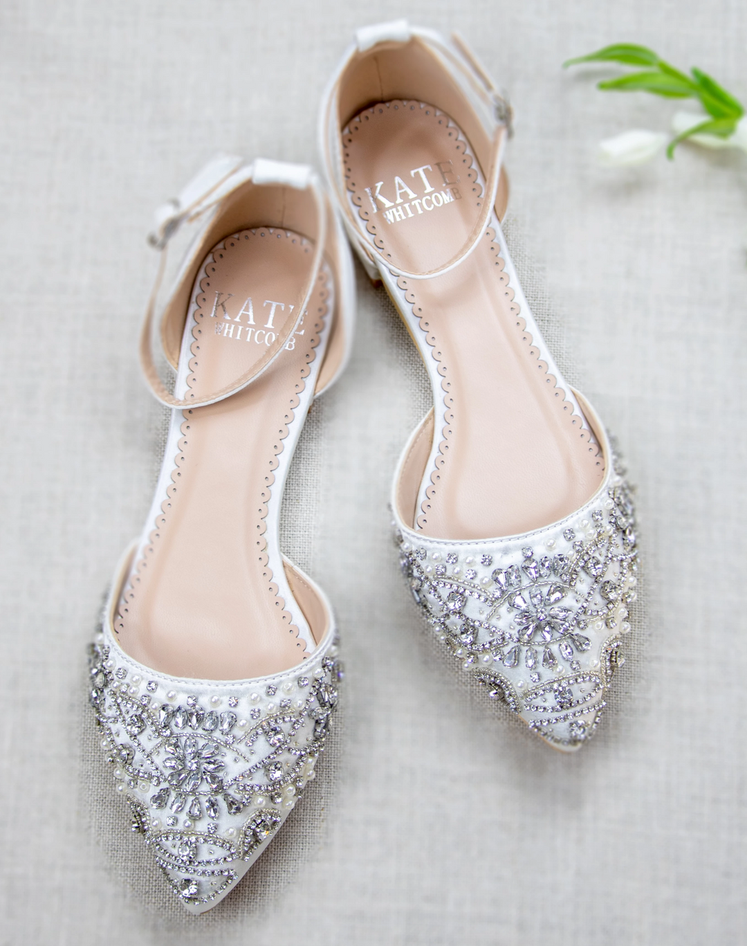 Bride Pointed Toe Wedding Flats Evening Dress Wedding Shoes For