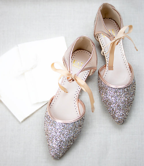Olivia Rose Gold -Wedding Shoes Glitter Ballet Flat - Kate Whitcomb Shoes